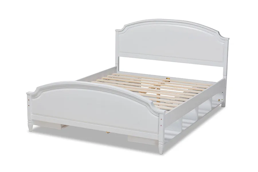 Lizzie White Wood Storage Platform Bed (Queen)