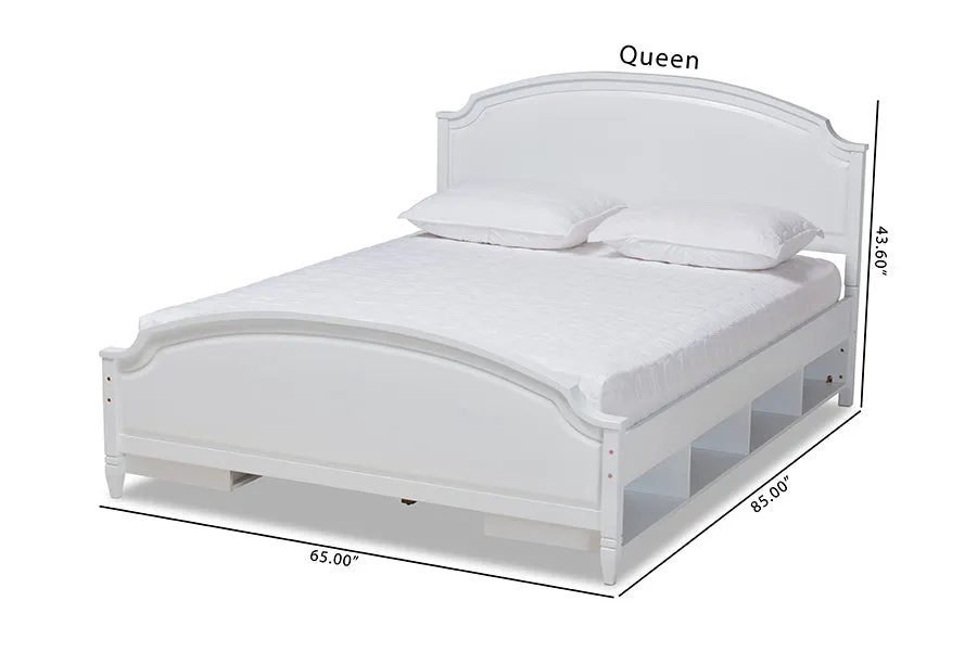 Lizzie White Wood Storage Platform Bed (Queen)