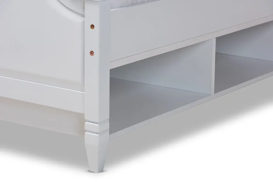 Lizzie White Wood Storage Platform Bed (Queen)