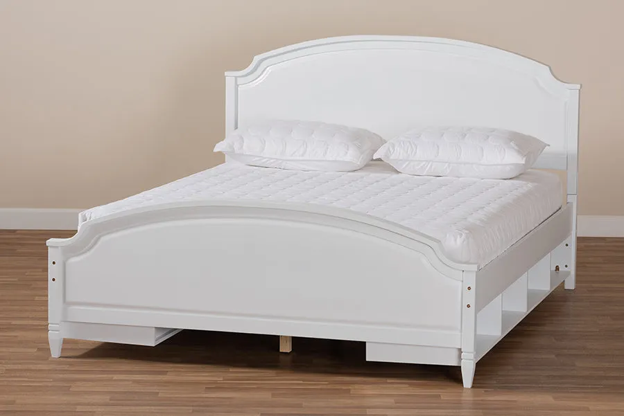 Lizzie White Wood Storage Platform Bed (Queen)