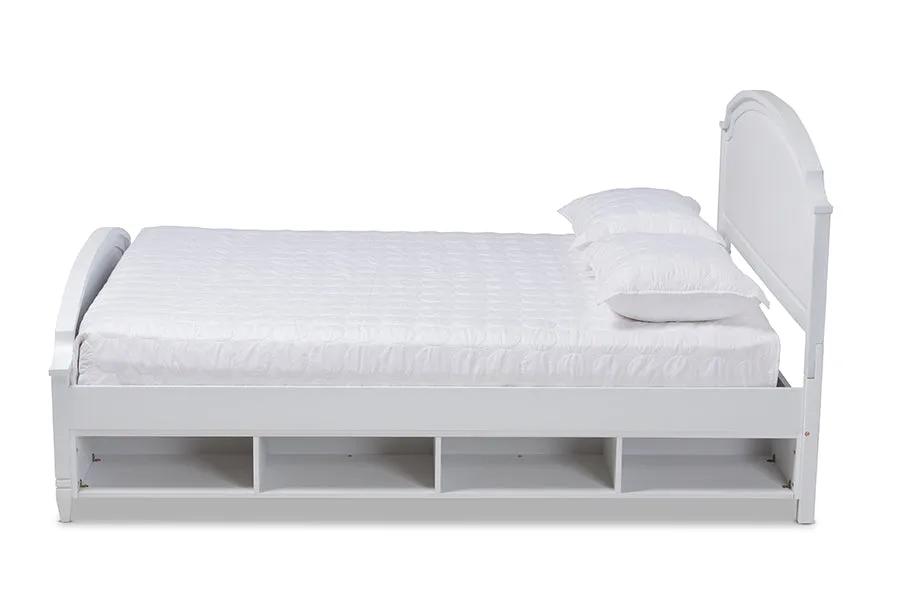 Lizzie White Wood Storage Platform Bed (Queen)