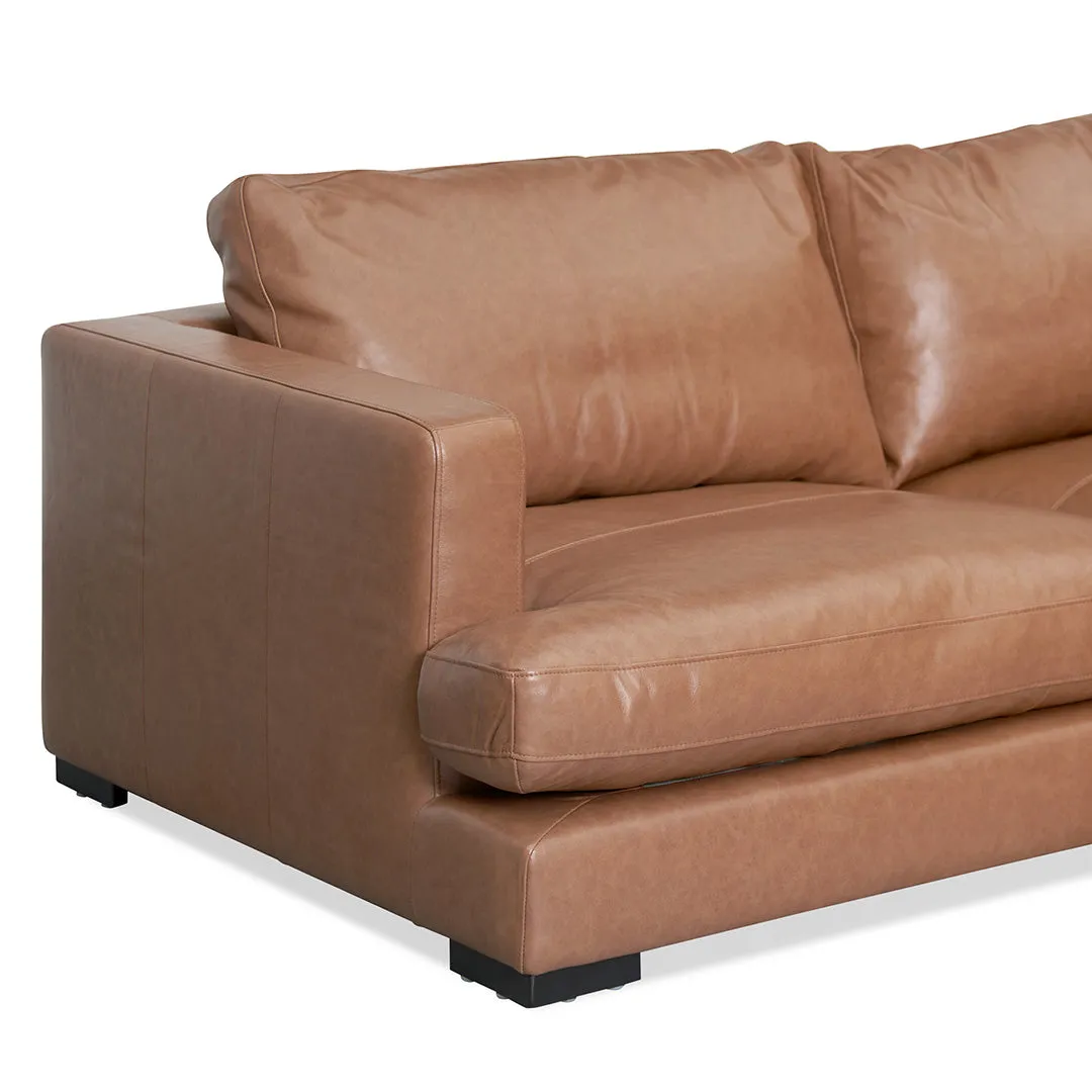 Lucinda 4 Seater Right Chaise Leather Sofa - Caramel Brown