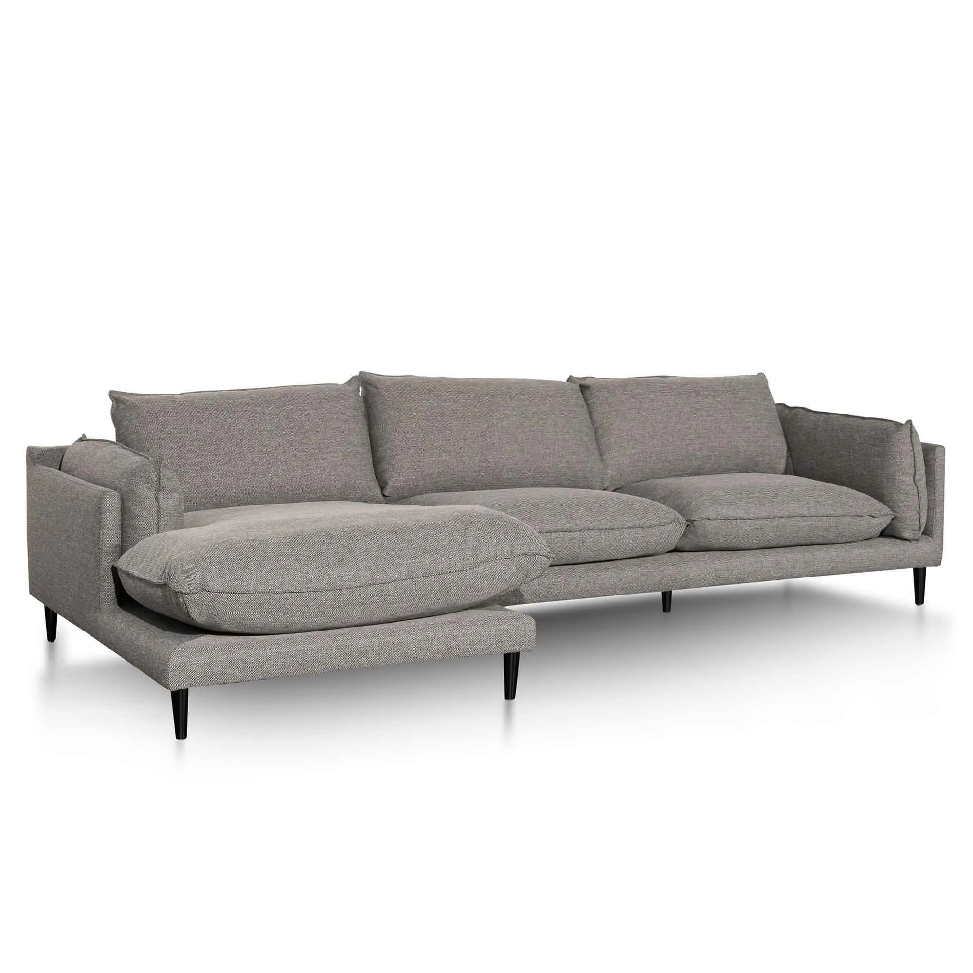 Lucio 4 Seater Left Chaise Fabric Sofa - Graphite Grey