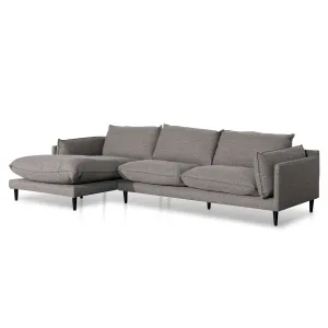 Lucio 4 Seater Left Chaise Fabric Sofa - Graphite Grey