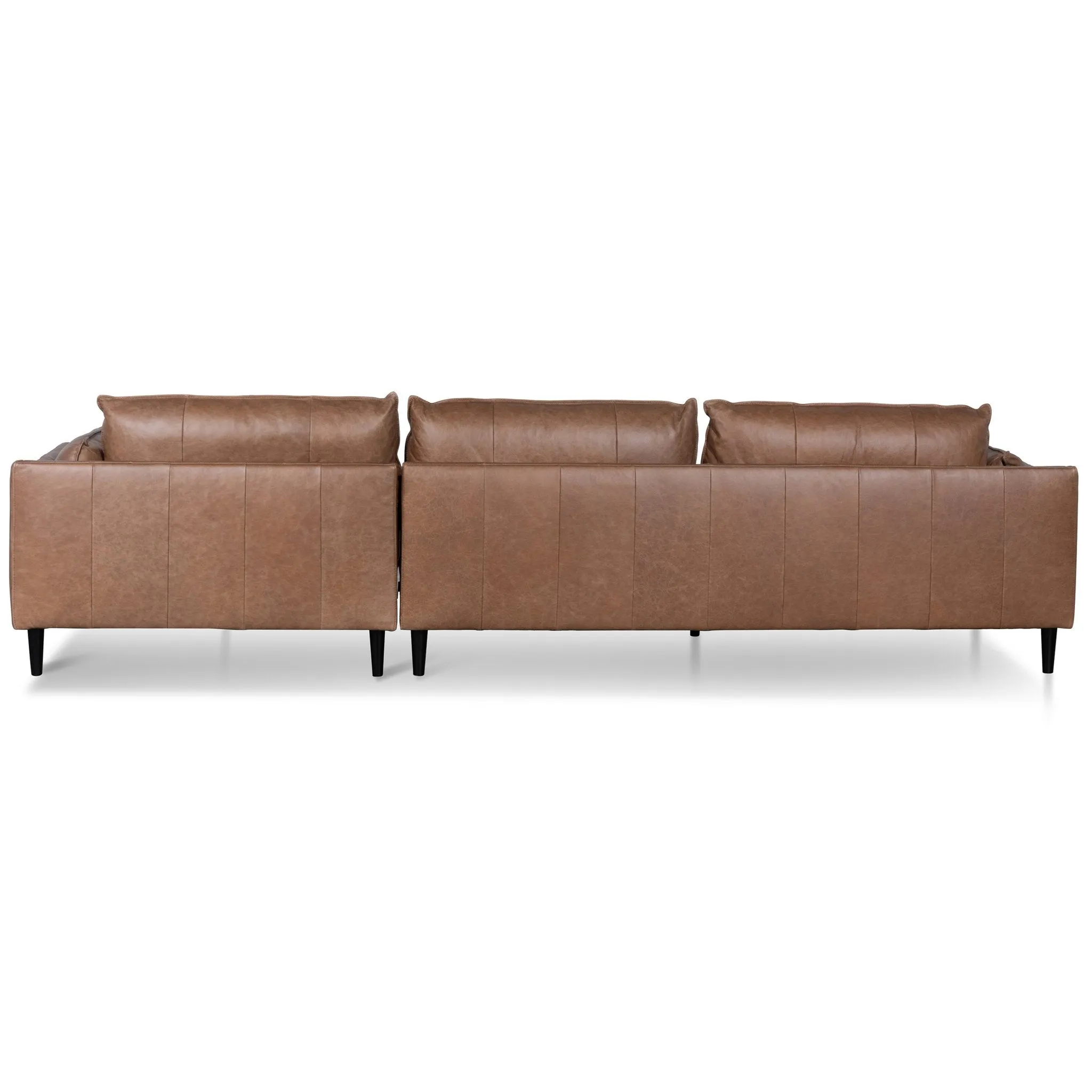 Lucio 4 Seater Right Chaise Leather Sofa - Saddle Brown - Last One