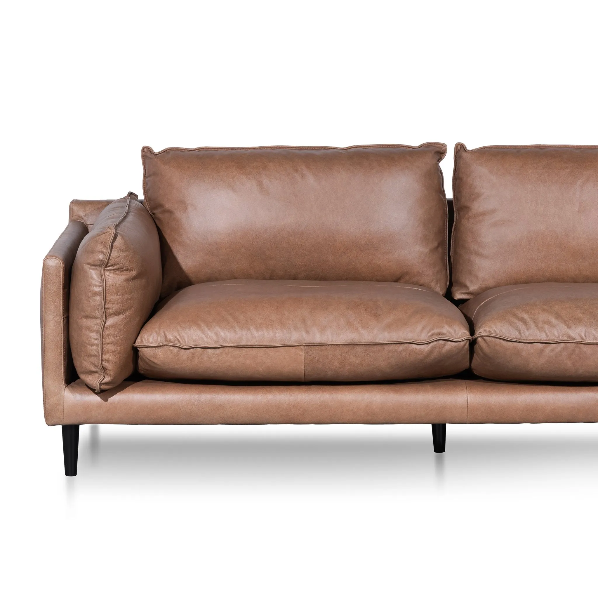 Lucio 4 Seater Right Chaise Leather Sofa - Saddle Brown - Last One