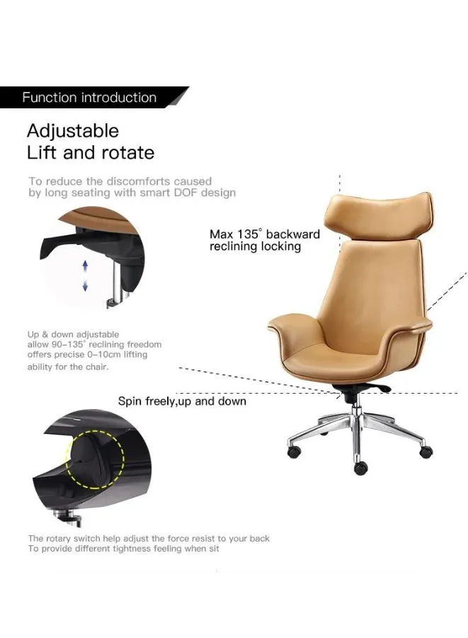 Luxury Swivel Leather Executive Office Chair | Ergonomic High Back Computer Furniture