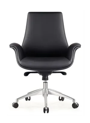 Luxury Swivel Leather Office Chair, Executive Ergonomic Furniture, Medium Back, Computer Chairs