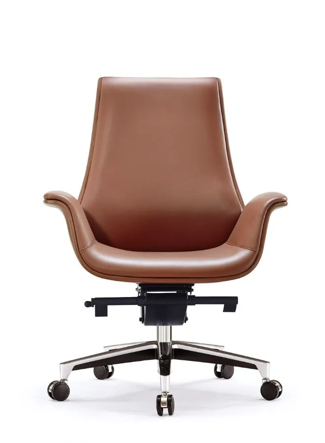 Luxury Swivel Leather Office Chair, Executive Ergonomic Furniture, Medium Back, Computer Chairs