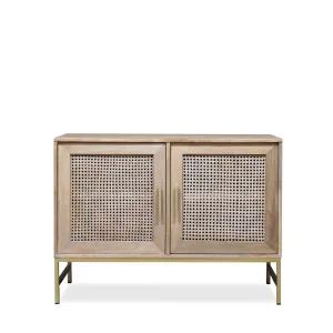 Mala Timber and Rattan 2 Shelf Cabinet