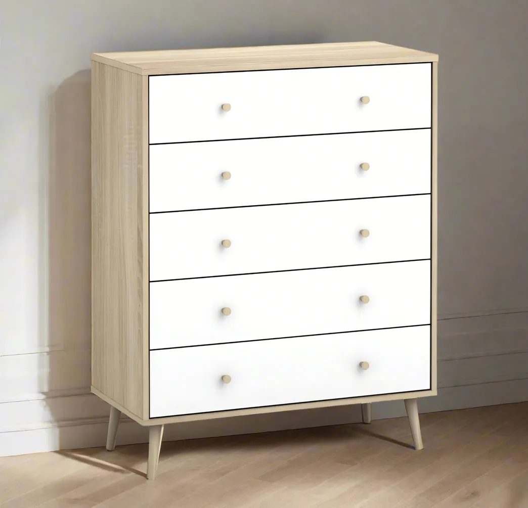 MerryLuk 5 Drawers Chest Dresser with 2 Bedside Tables