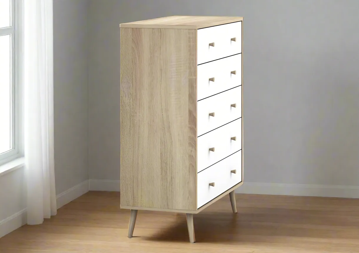 MerryLuk 5 Drawers Chest Dresser with 2 Bedside Tables