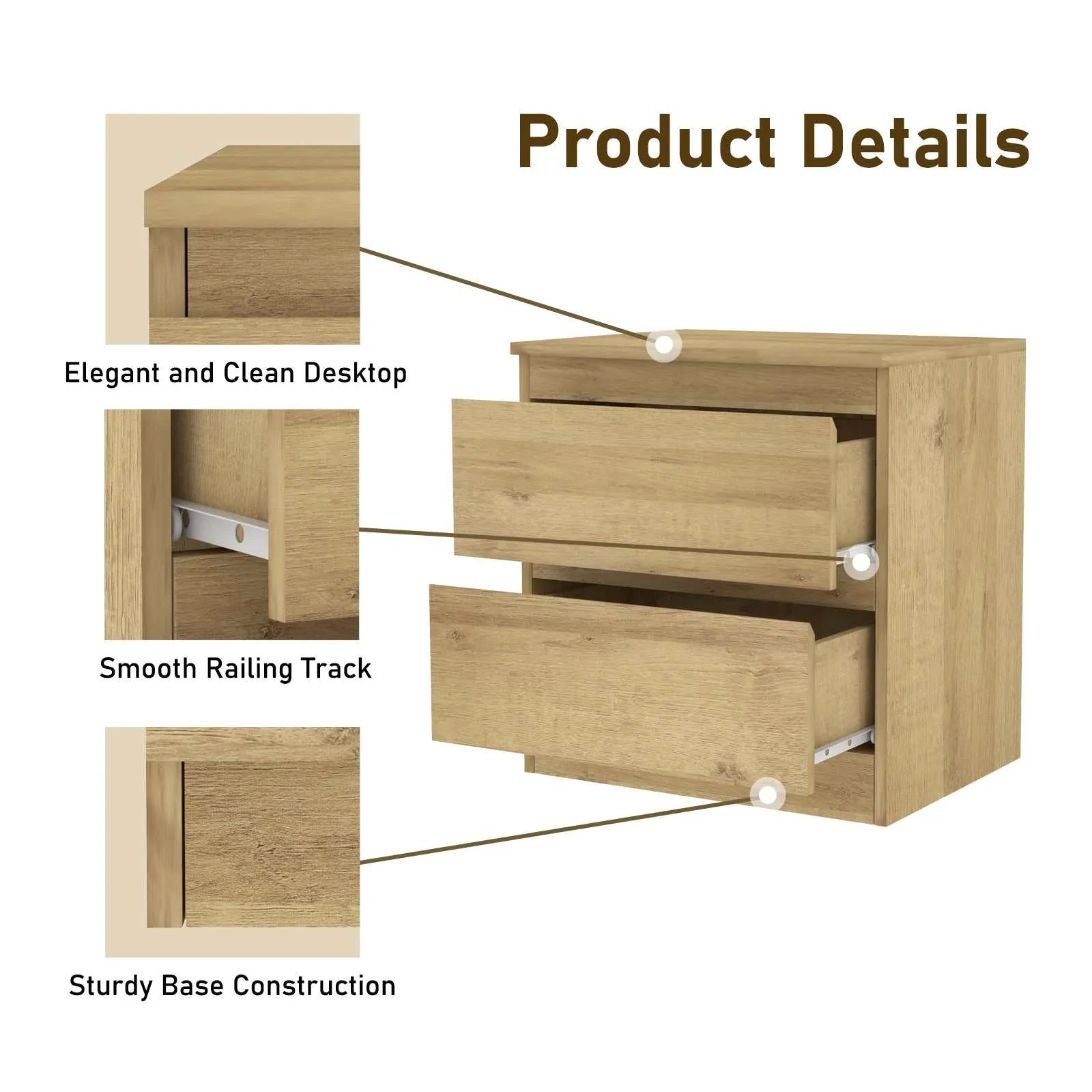 MerryLuk 6 Drawers Chest Dresser with 2 Bedside Tables