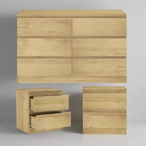 MerryLuk 6 Drawers Chest Dresser with 2 Bedside Tables