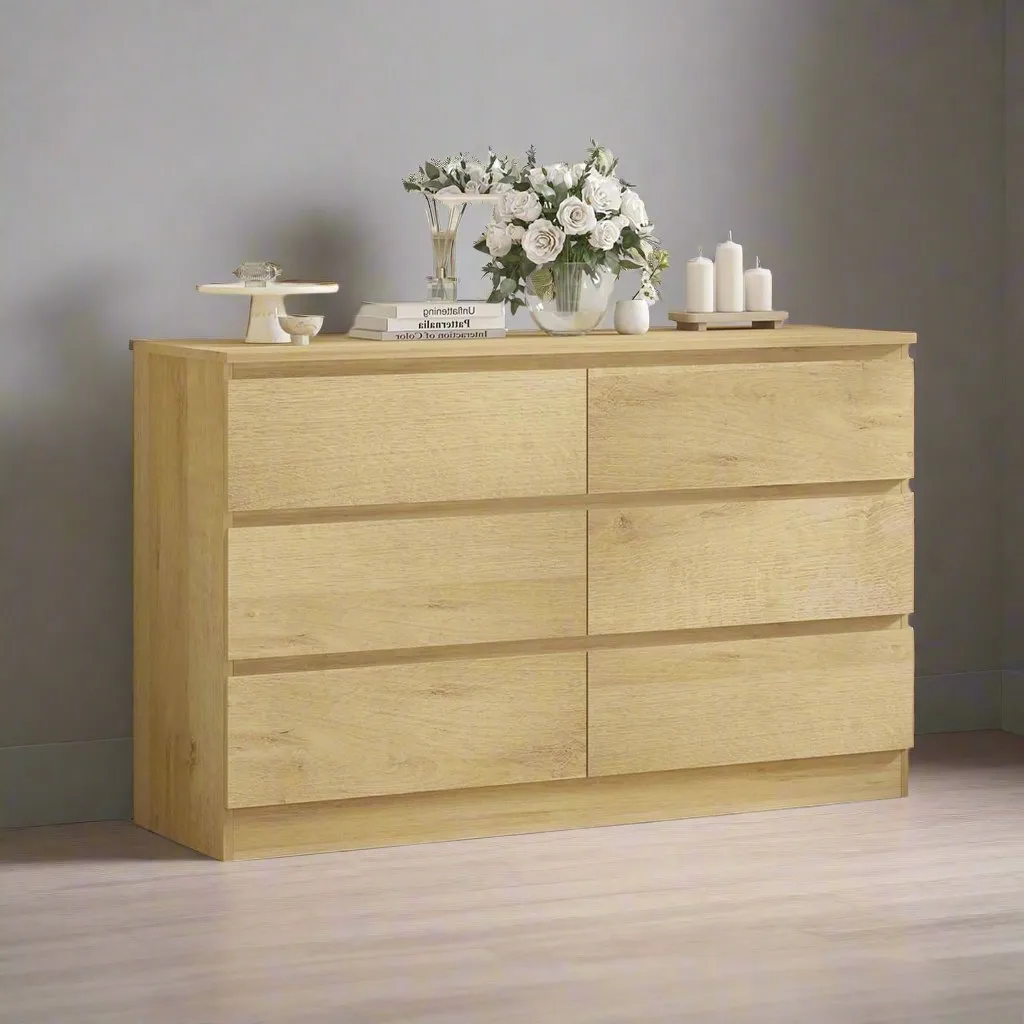 MerryLuk 6 Drawers Chest Dresser with 2 Bedside Tables