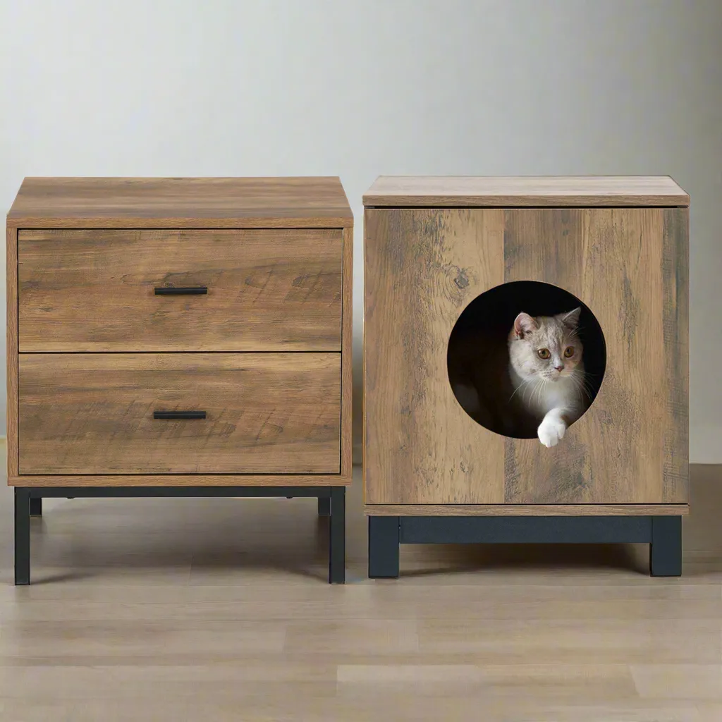 MerryLuk Bronx Bedside Table and Pet End Tables Bundle