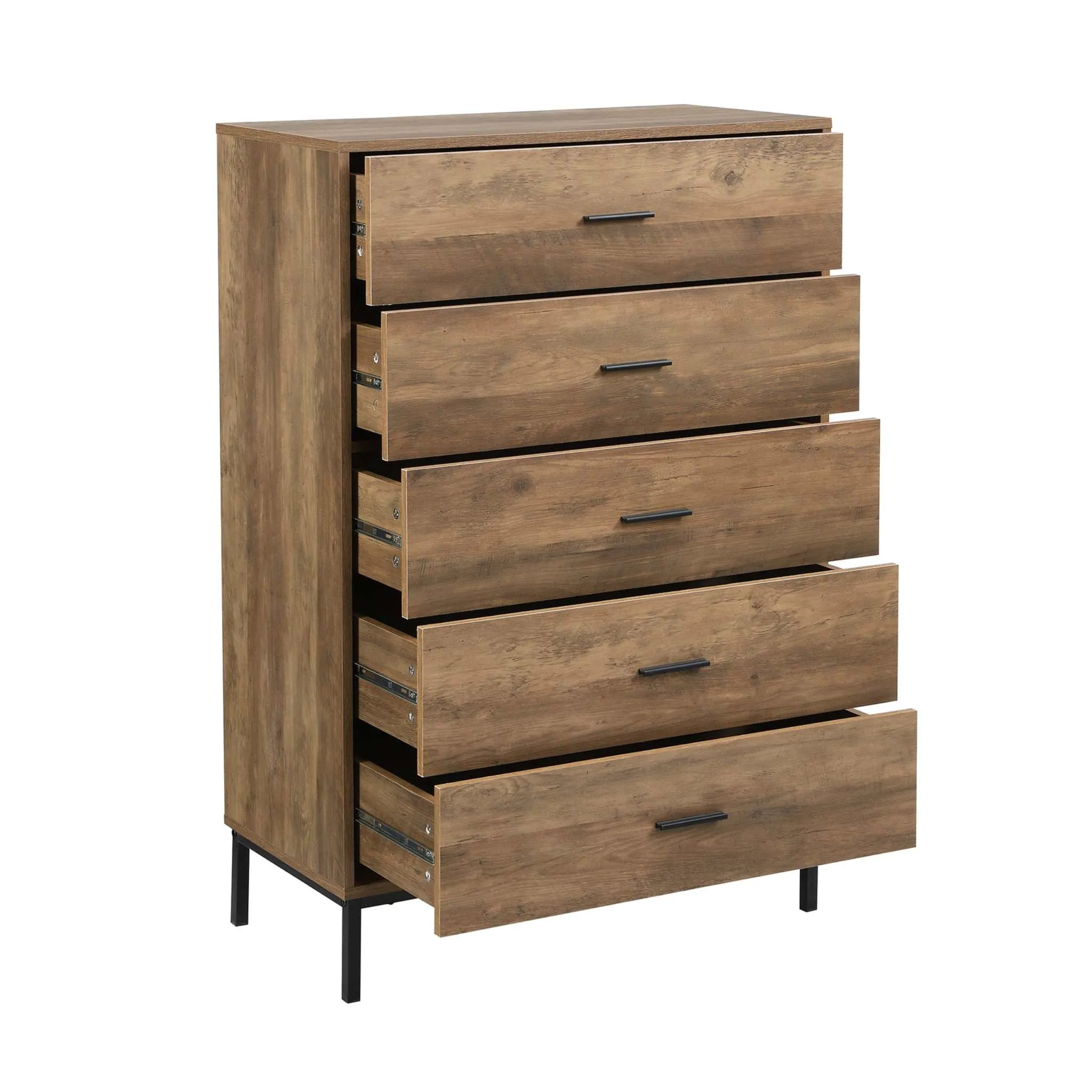 MerryLuk Bronx Chest of 5 Drawers Dresser and Nightstand Set