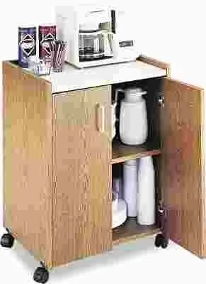 Mobile Refreshment Center' 1-Shelf' 23W X 18D X 31H' Medium Oak/White