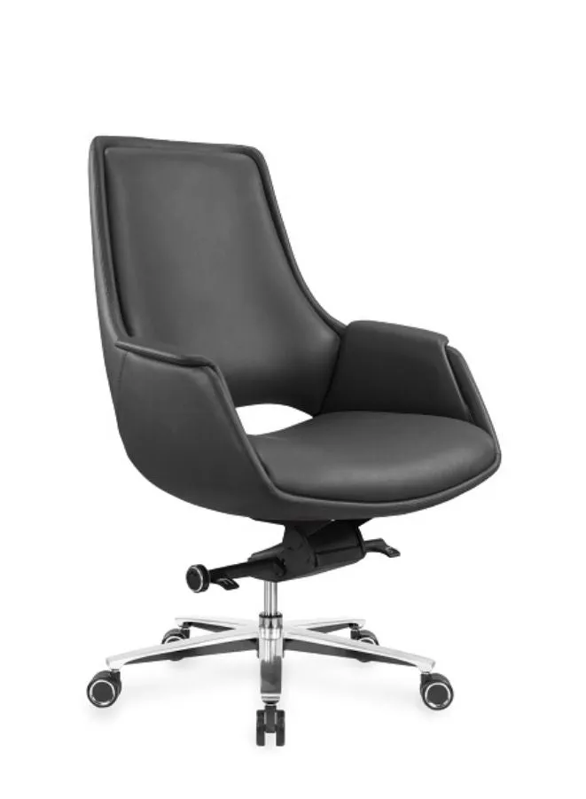 Modern Stylish Height Adjustable Medium Back Executive Office Chair with Genuine Leather Seats for Office, Home