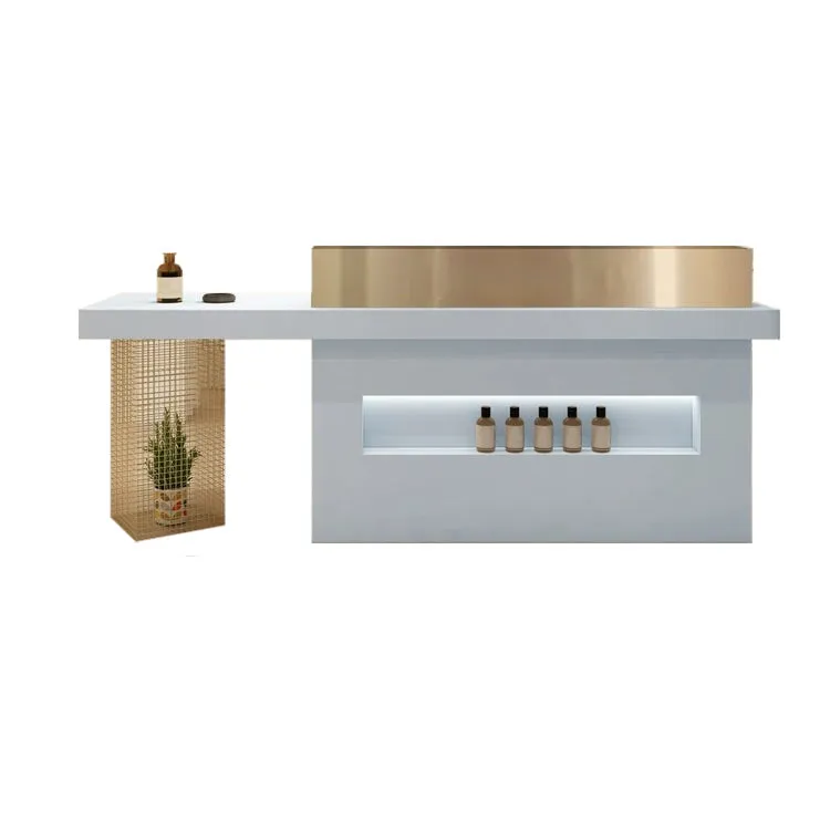 Modern Stylish Reception Cashier Counter with High Storage and Drawers