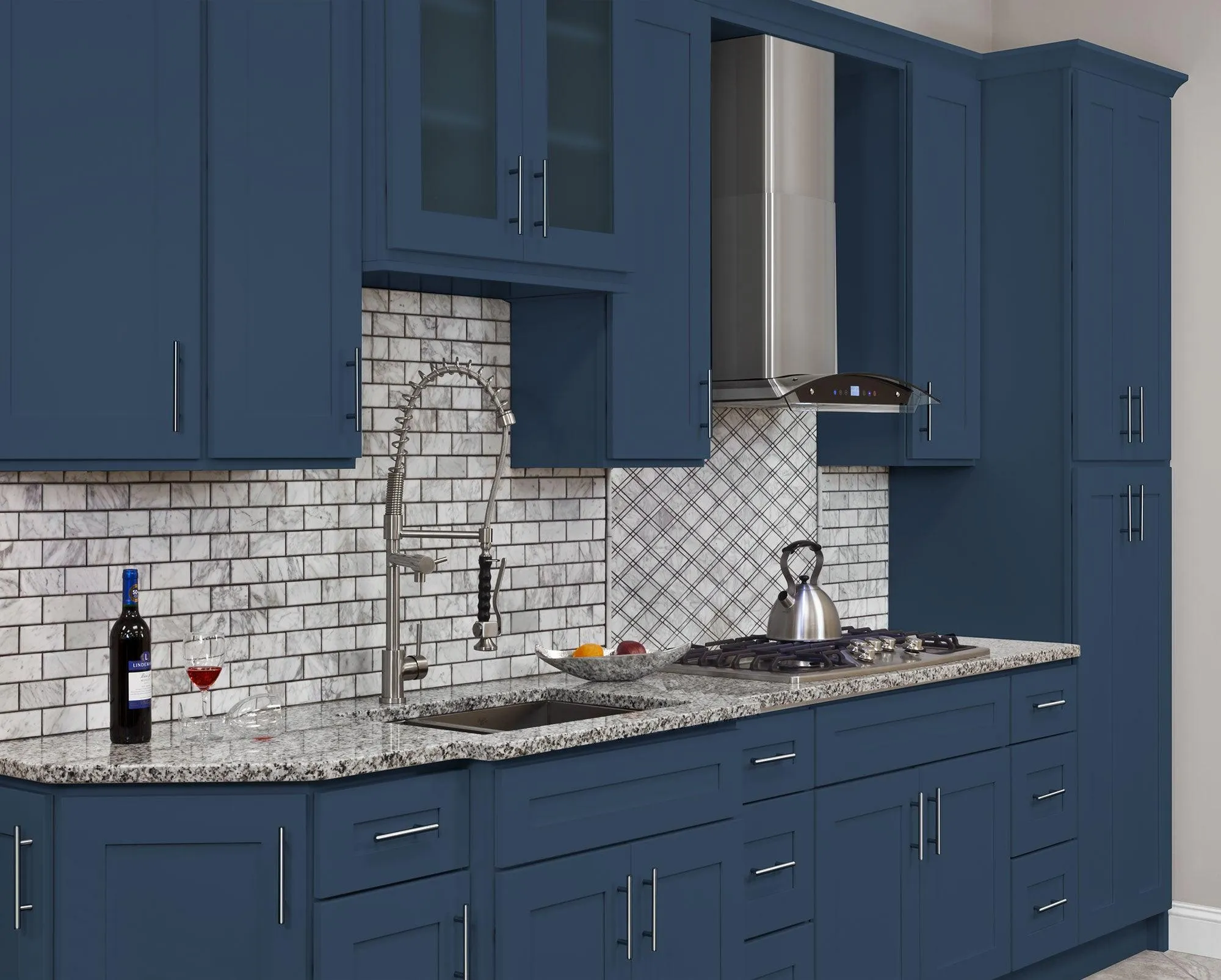 Mullion Door Wall Kitchen Cabinet WMD3642 Danbury Blue LessCare 36 in. width 42 in. height 12 in. depth