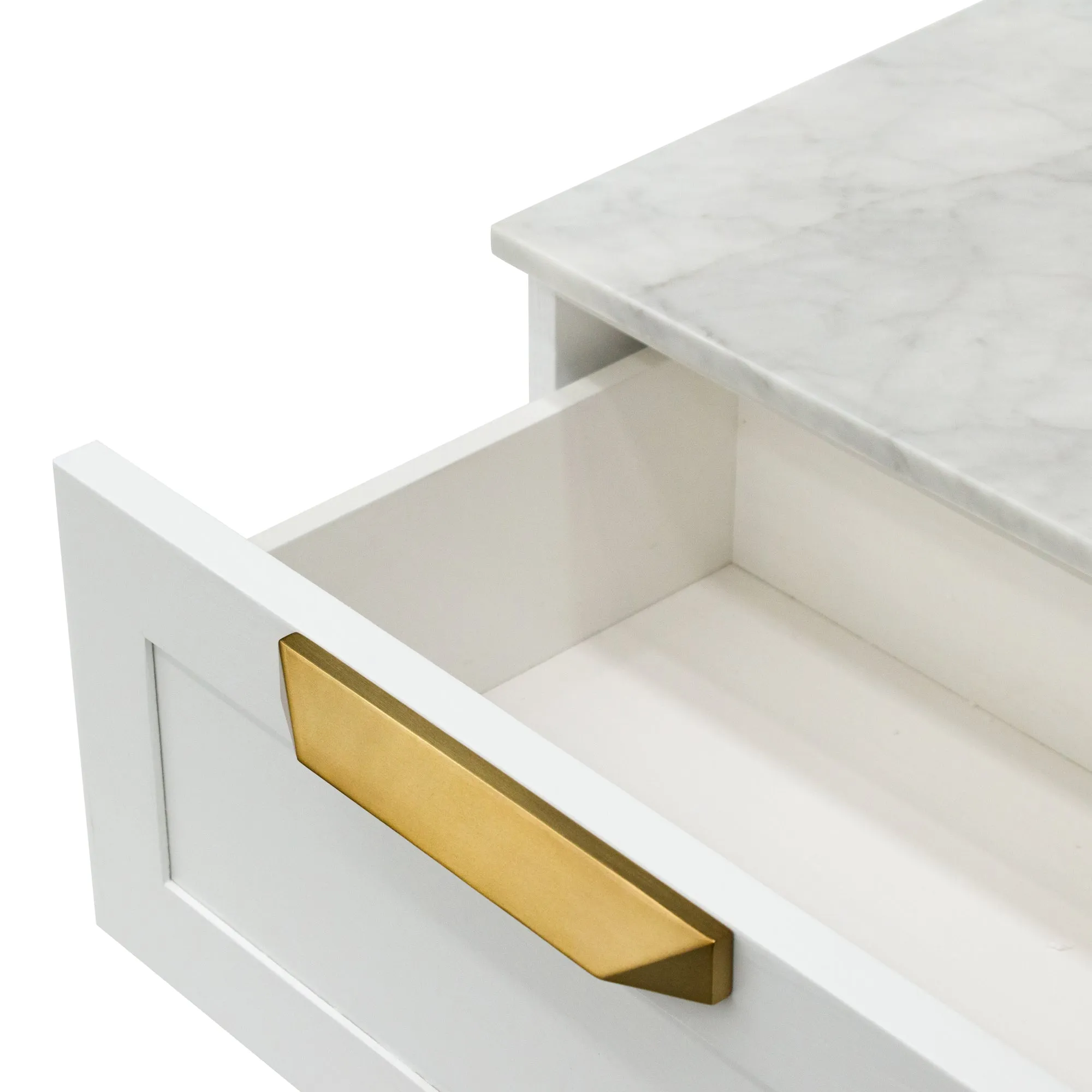 Nelda Bedside Table - White with Marble Top