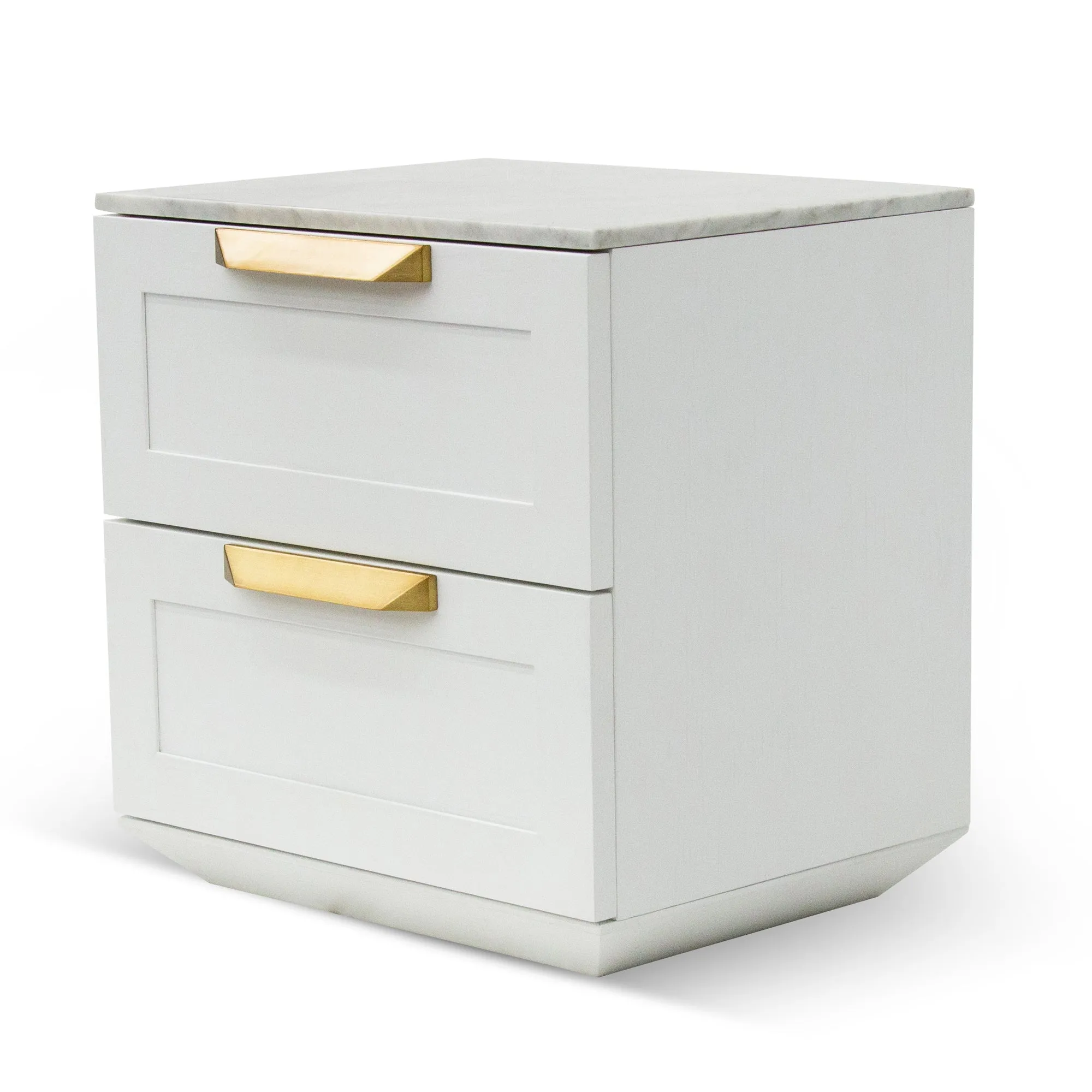 Nelda Bedside Table - White with Marble Top