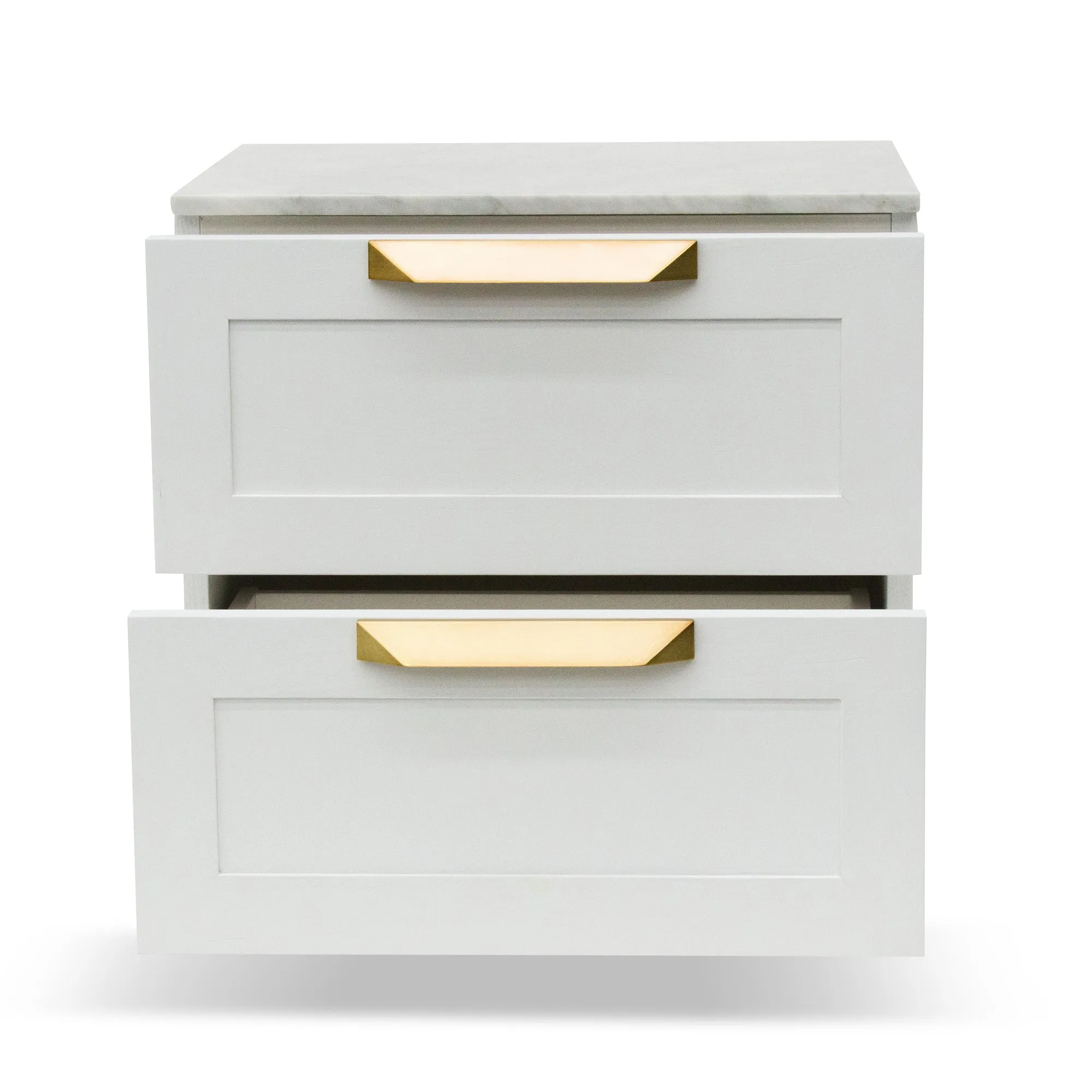 Nelda Bedside Table - White with Marble Top