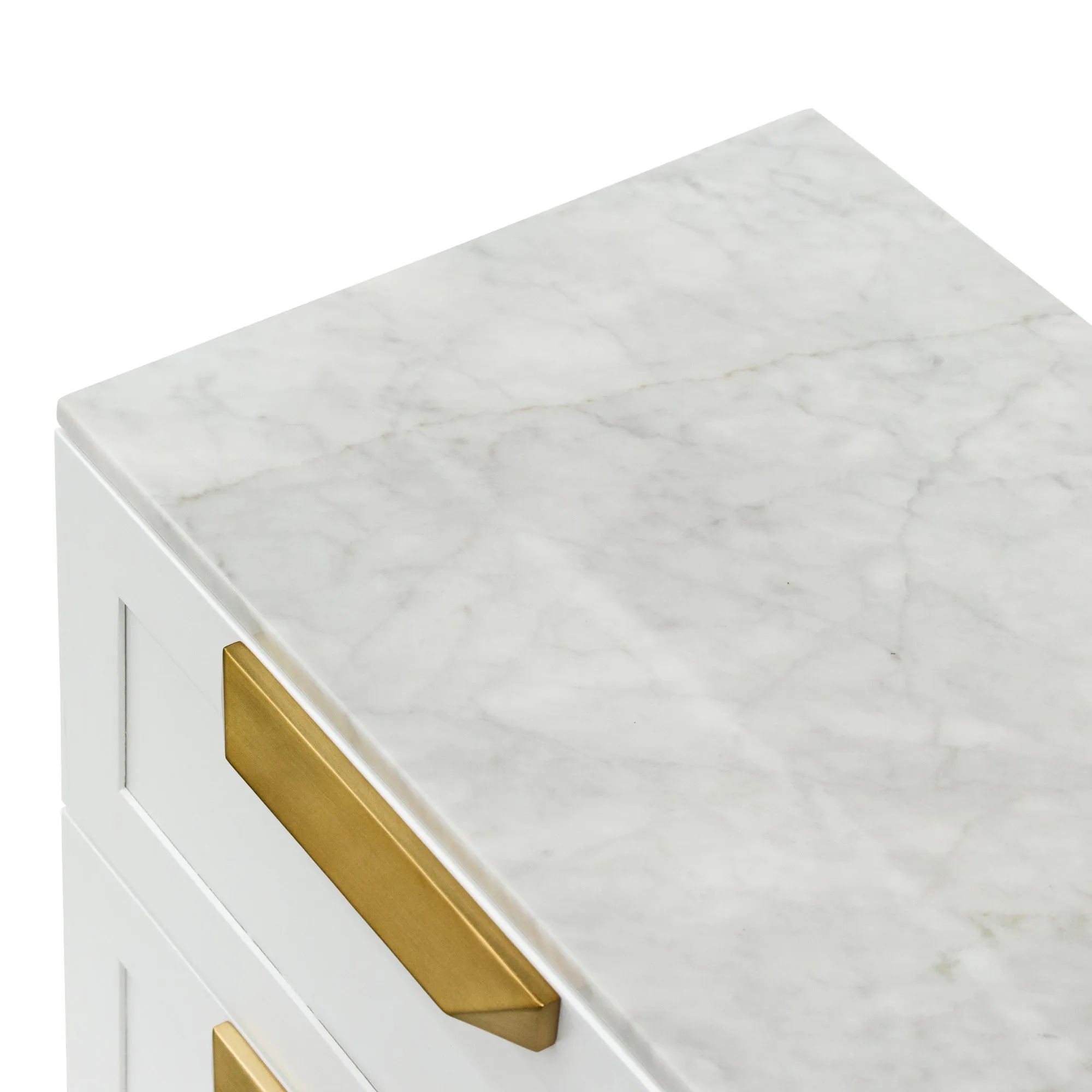 Nelda Bedside Table - White with Marble Top