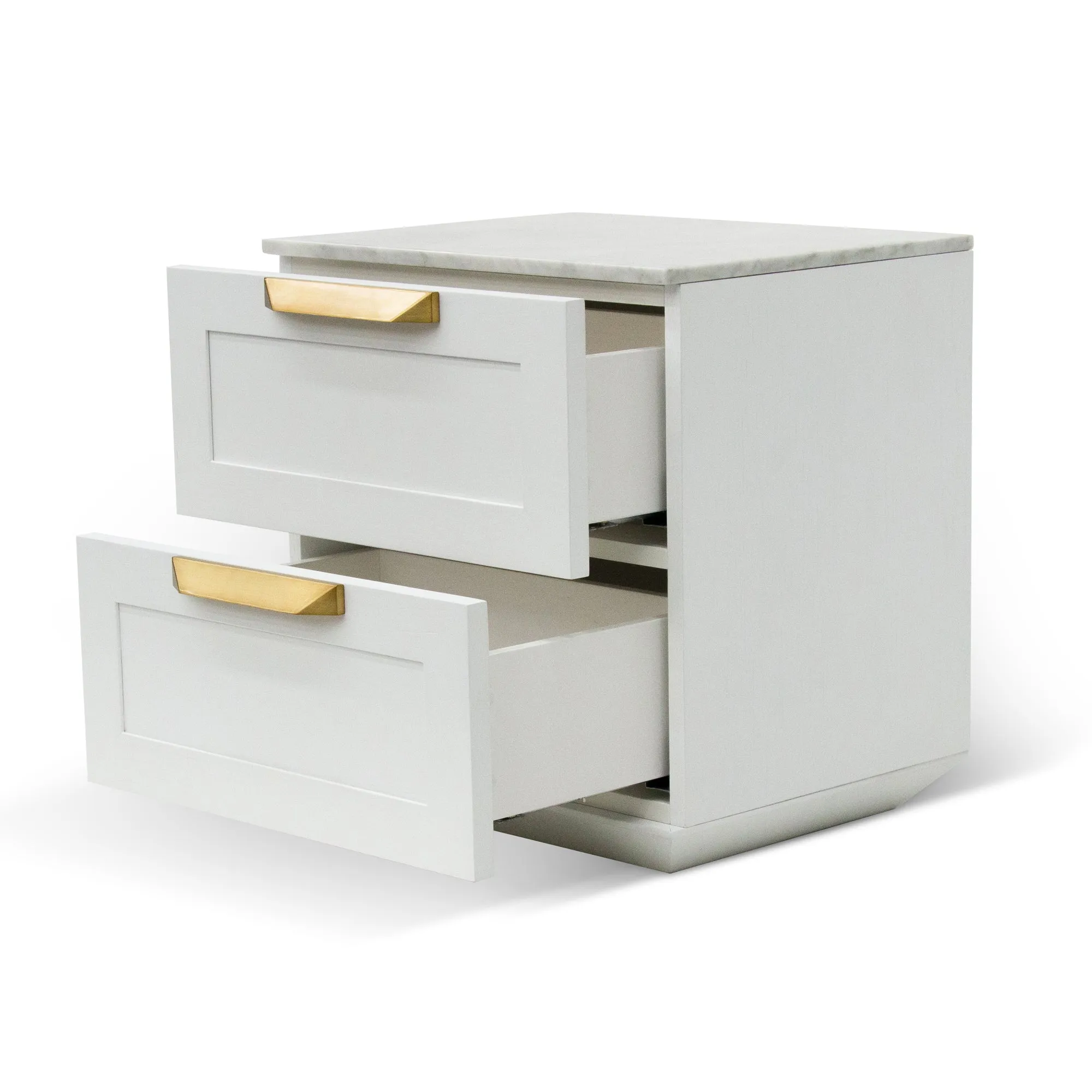 Nelda Bedside Table - White with Marble Top