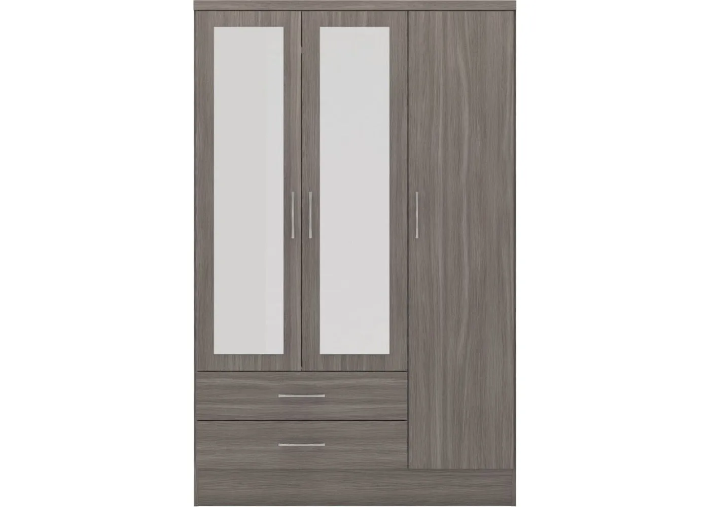 Nevada Black Wood Grain 3-Door Mirrored Wardrobe by Wholesale Beds & Furniture