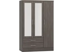 Nevada Black Wood Grain 3-Door Mirrored Wardrobe by Wholesale Beds & Furniture