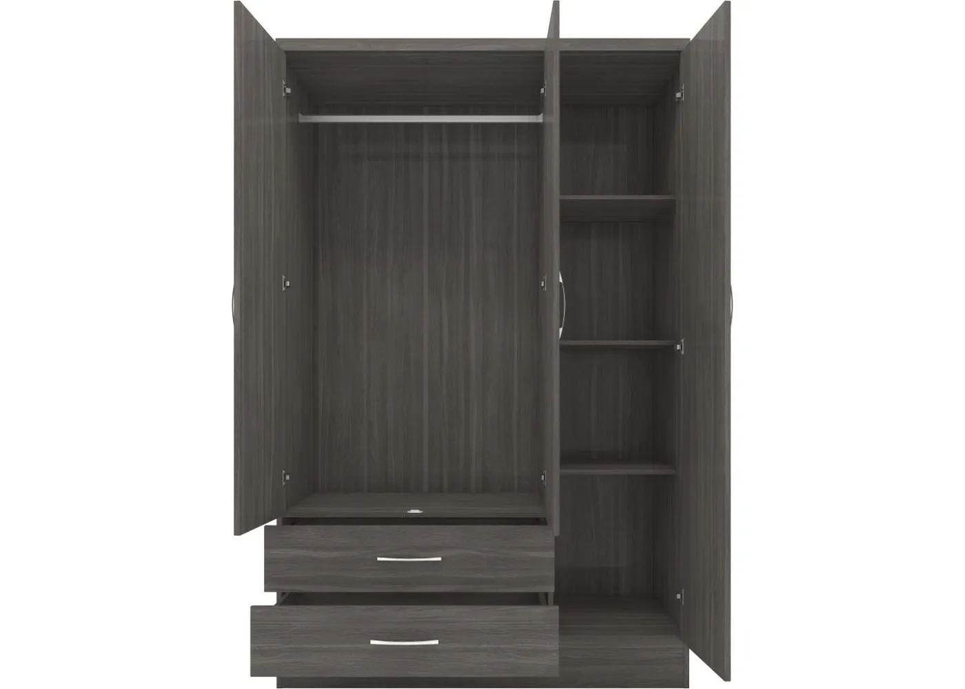 Nevada Black Wood Grain 3-Door Mirrored Wardrobe by Wholesale Beds & Furniture