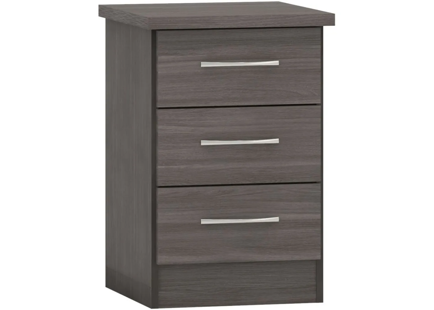 Nevada Black Wood Grain 3-Drawer Bedside Table by Wholesale Beds & Furniture