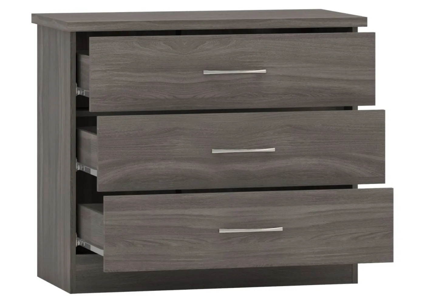 Nevada Black Wood Grain 3-Drawer Chest by Wholesale Beds & Furniture