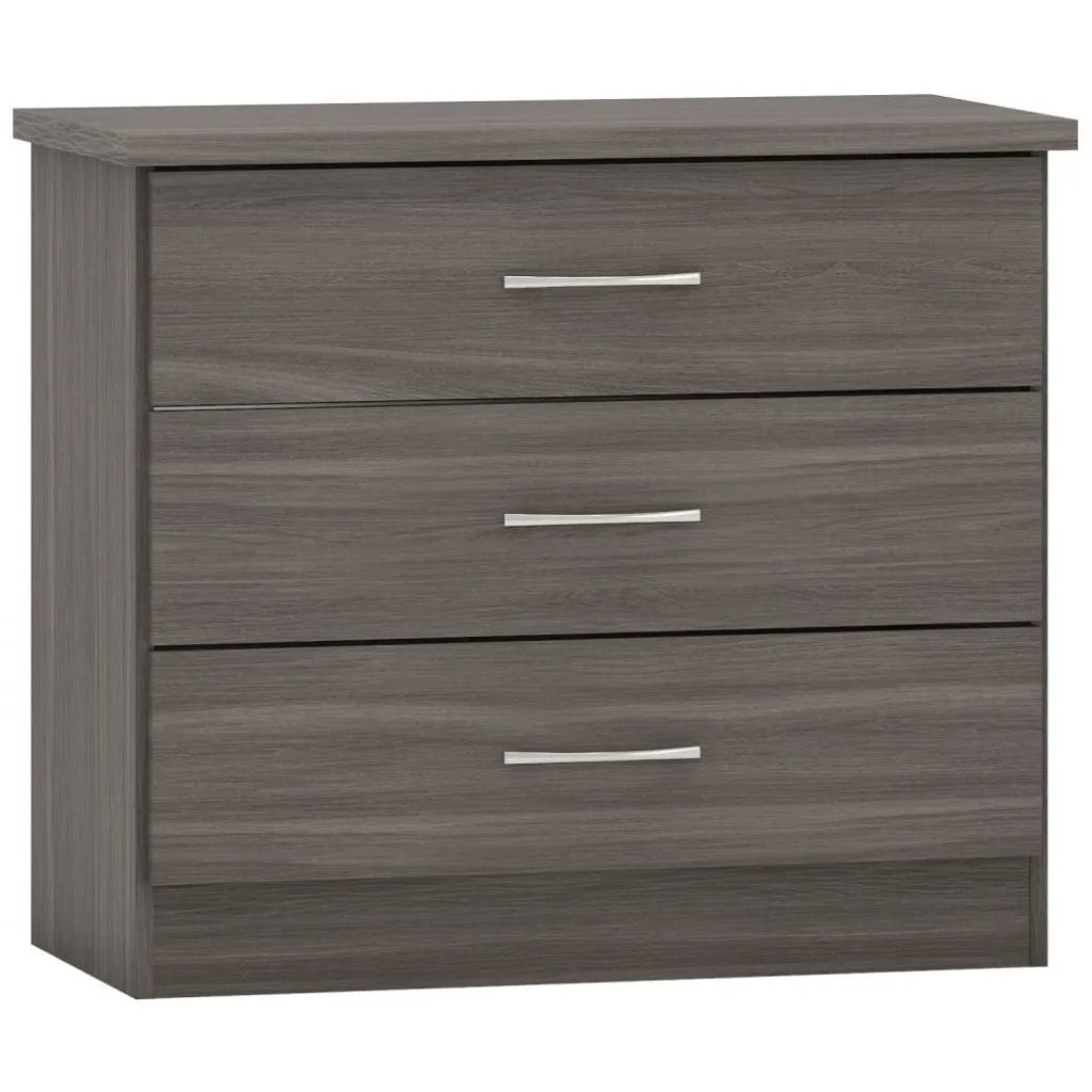 Nevada Black Wood Grain 3-Drawer Chest by Wholesale Beds & Furniture