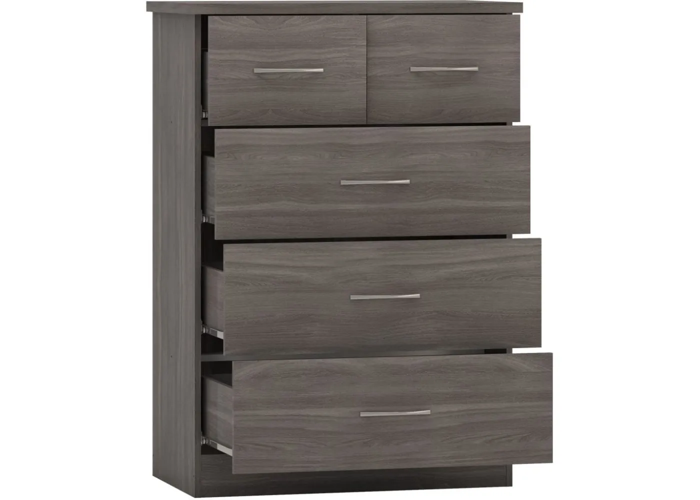 Nevada Black Wood Grain 4 Piece Bedroom Furniture Set inc. Mirrored Robe by Wholesale Beds & Furniture