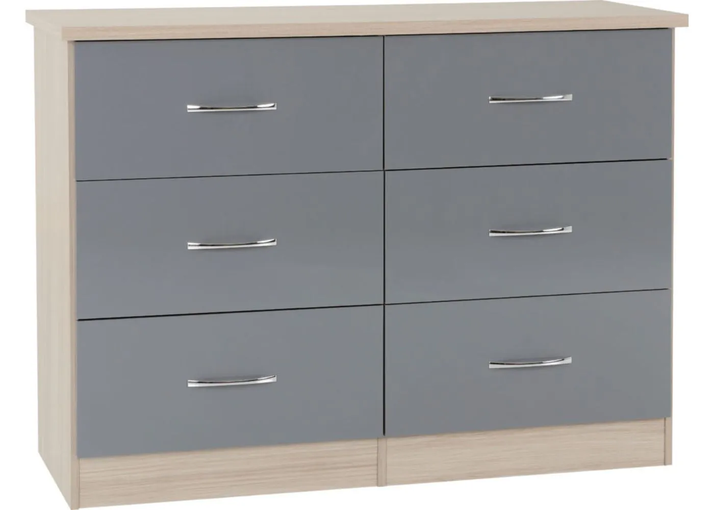 Nevada Grey Gloss 4 Piece Bedroom Furniture Set inc. 6-Drawer Chest by Wholesale Beds & Furniture