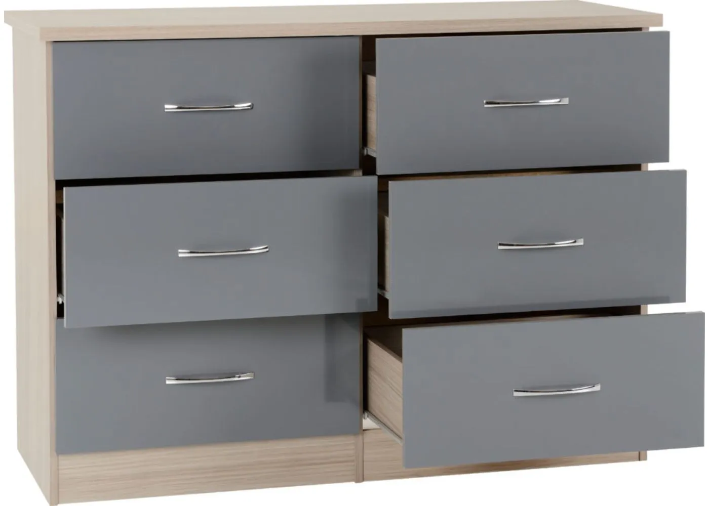 Nevada Grey Gloss 4 Piece Bedroom Furniture Set inc. 6-Drawer Chest by Wholesale Beds & Furniture