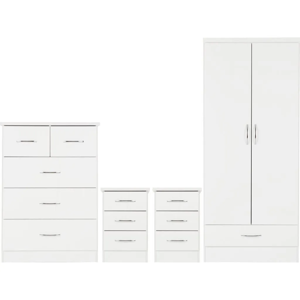 Nevada White 4 Piece Bedroom Furniture Set by Wholesale Beds & Furniture