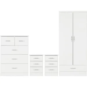 Nevada White 4 Piece Bedroom Furniture Set by Wholesale Beds & Furniture