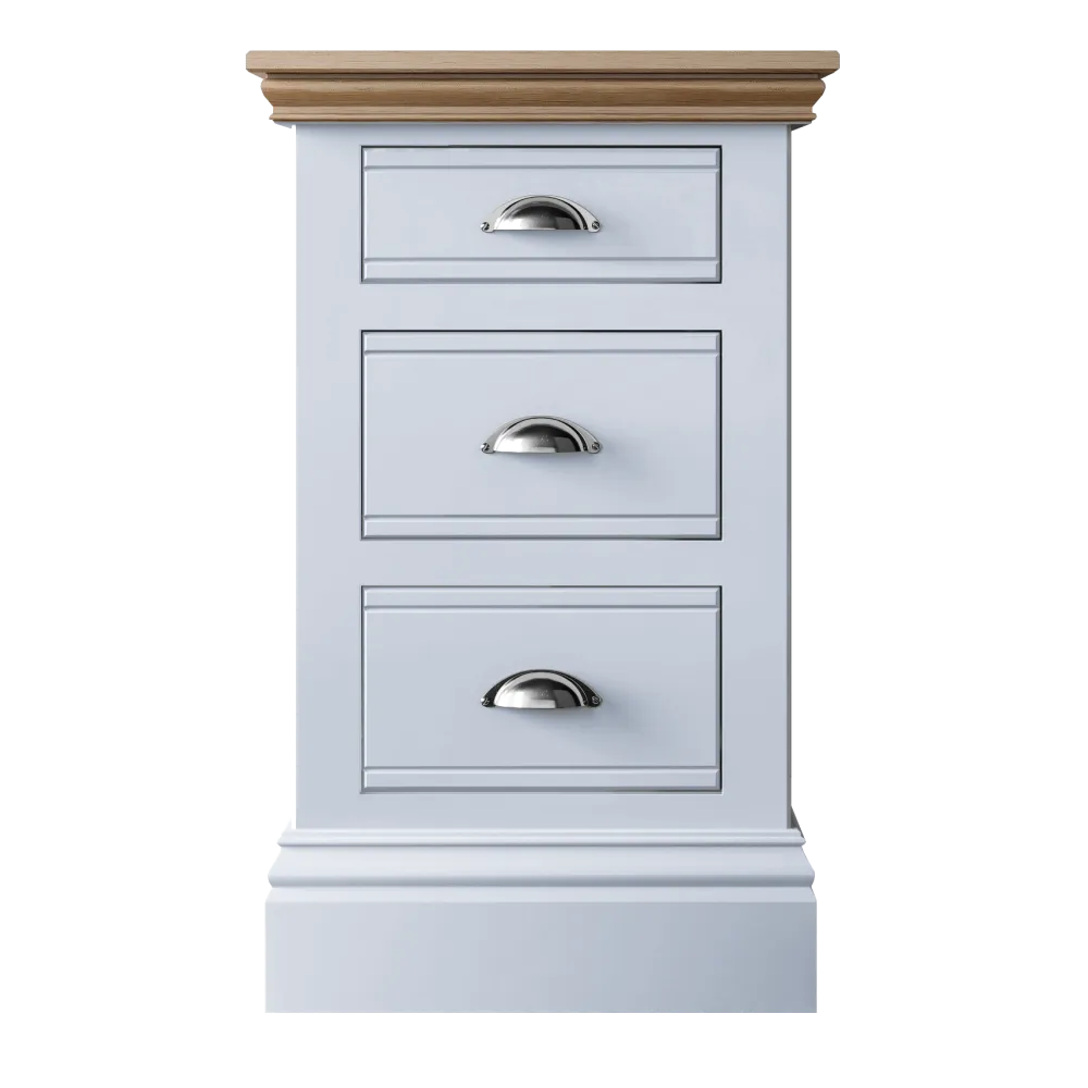 New England Painted 3 Drawer Bedside