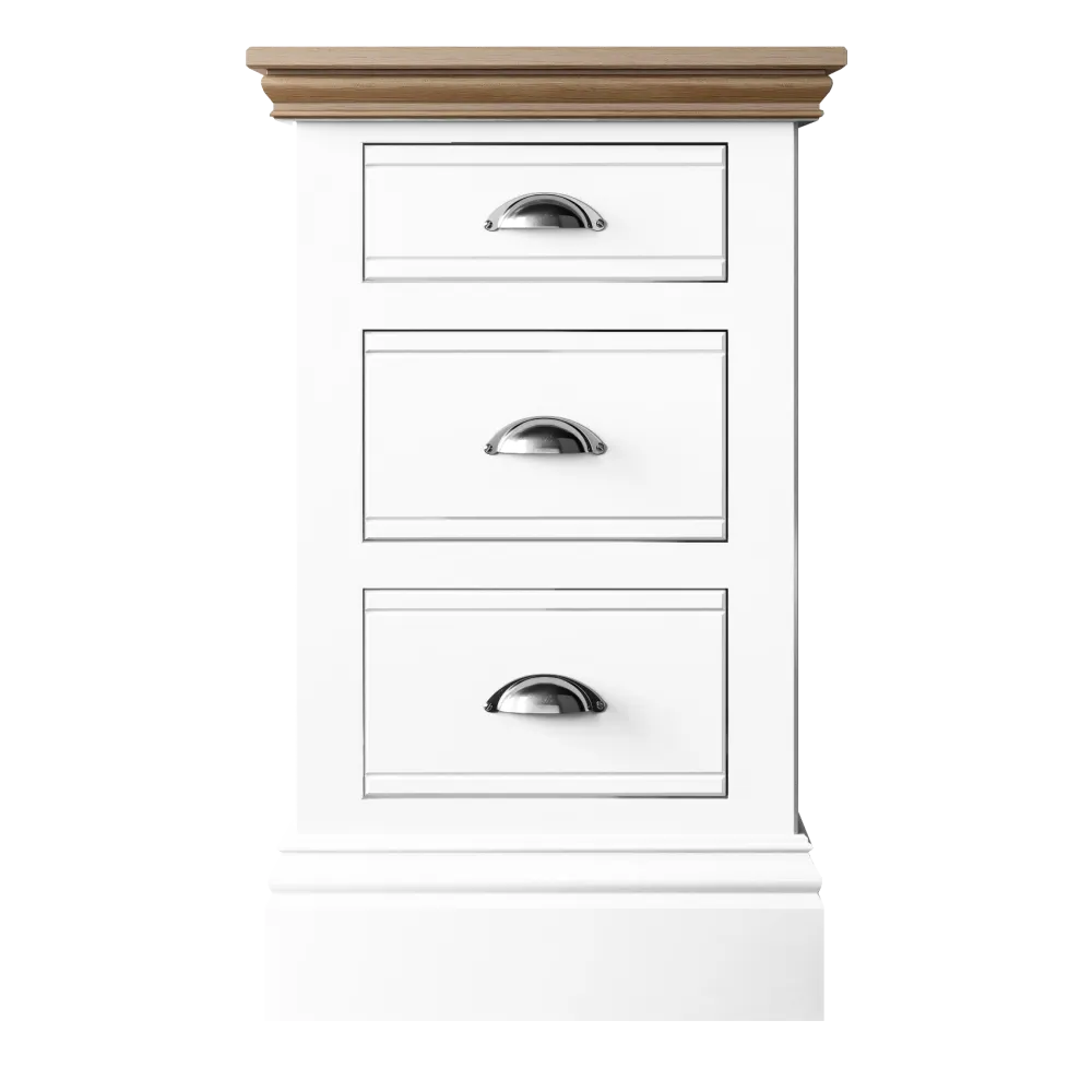 New England Painted 3 Drawer Bedside