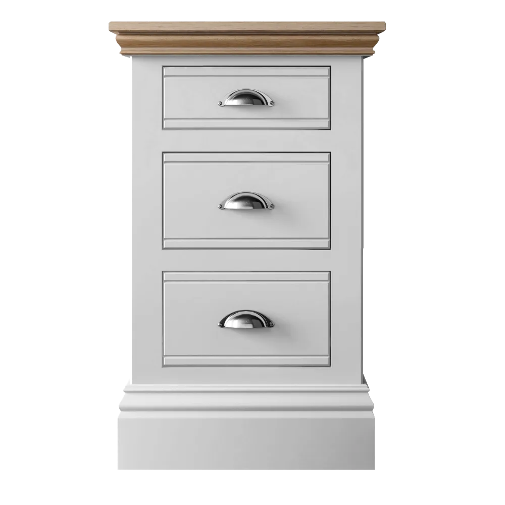 New England Painted 3 Drawer Bedside