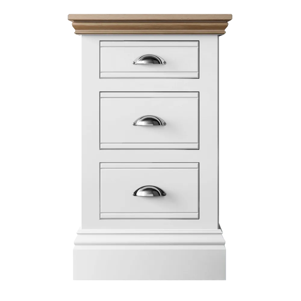 New England Painted 3 Drawer Bedside