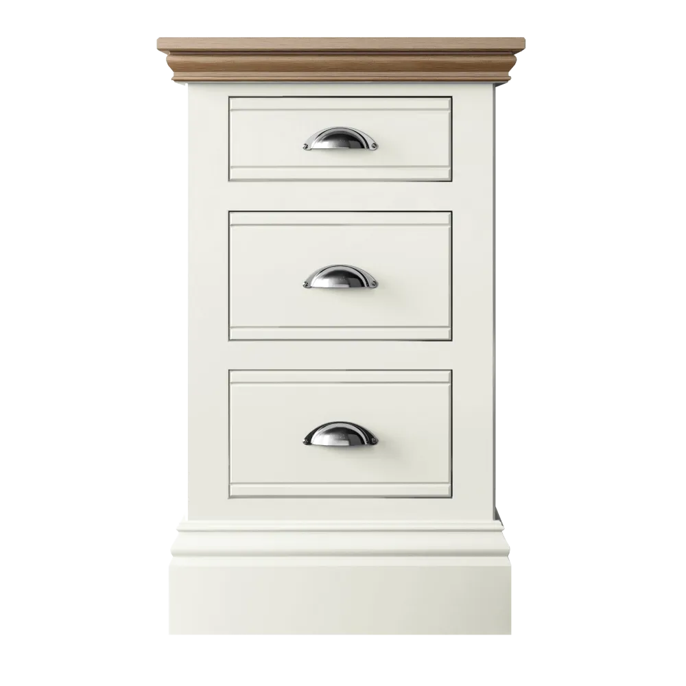 New England Painted 3 Drawer Bedside