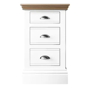 New England Painted 3 Drawer Bedside