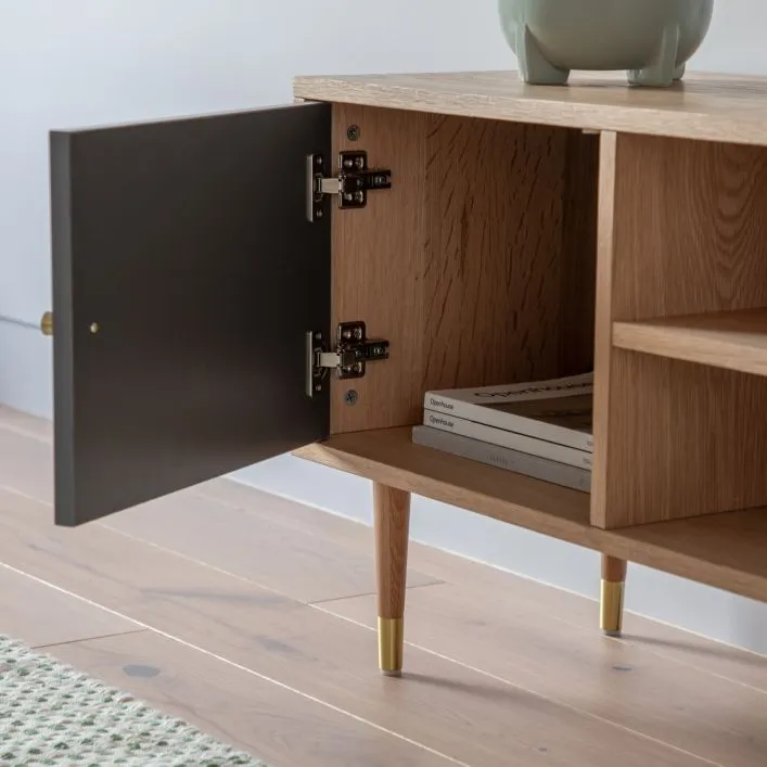 Newbury Media Unit - Grey / Oak