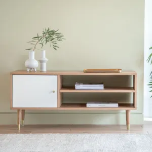 Newbury Media Unit - Oak / White