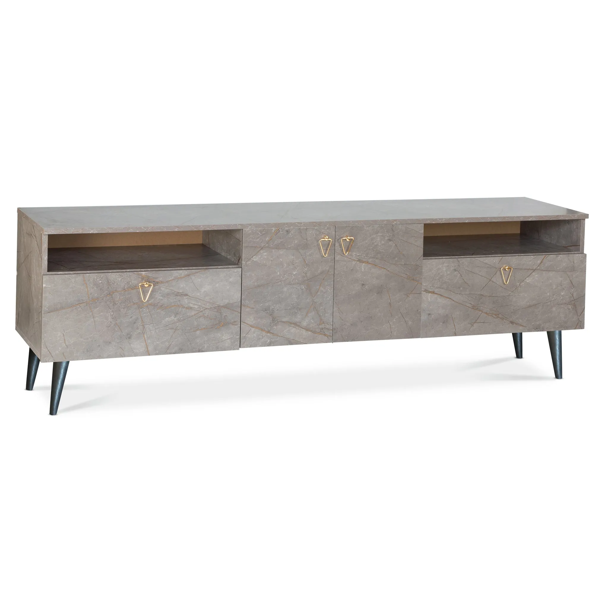 Pamukkale TV Unit - Grey Marble Effect